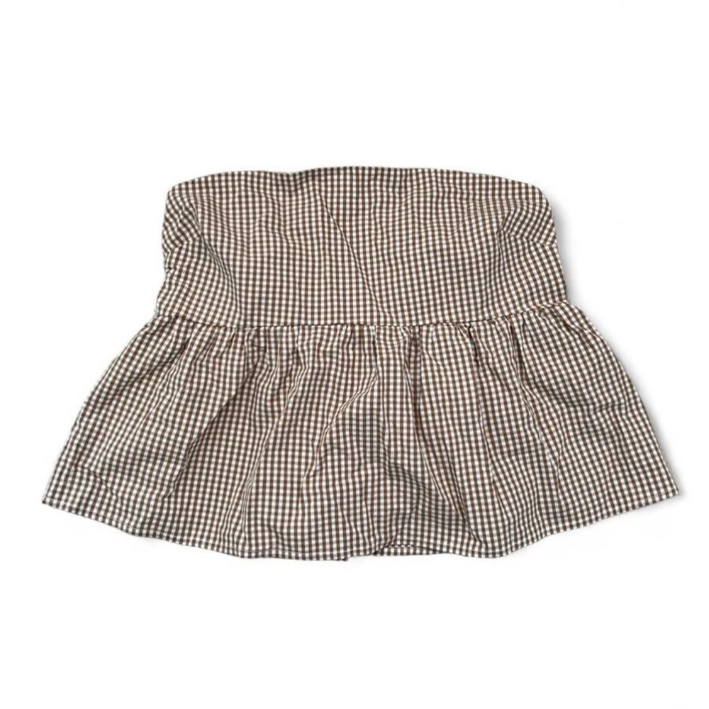 Brown Checkered Strapless Top